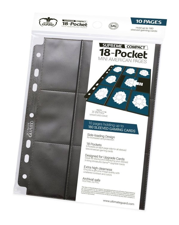Ultimate Guard 18-Pocket Compact Pages: Mini American Schwarz (10)