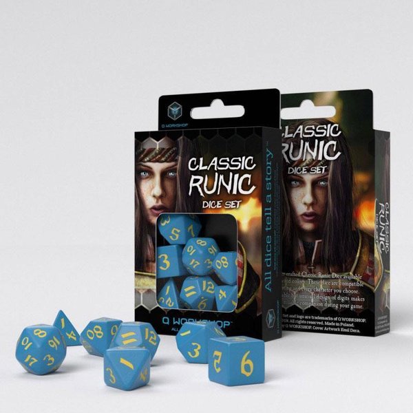 Classic RPG Runic Würfel Set blau & gelb (7)