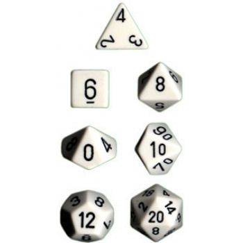 Chessex Opaque Polyhedral 7-Die Sets - White w/black
