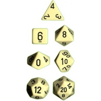 Chessex Opaque Polyhedral 7-Die Sets - Ivory w/black