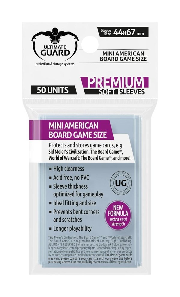 Ultimate Guard Premium Soft Sleeves für Brettspielkarten Mini American (50)